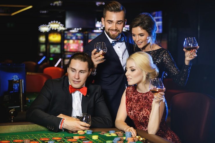 Representasi permainan casino gaya modern dengan dealer live dan virtual table interaktif